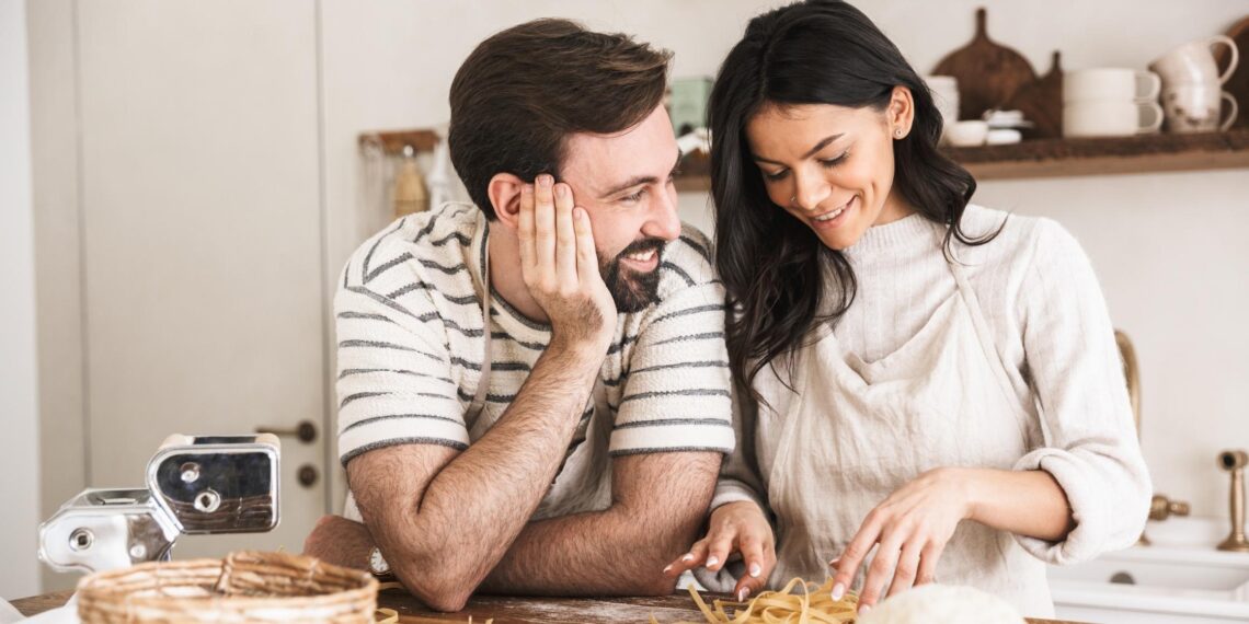 couple happy baking
