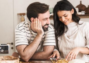couple happy baking