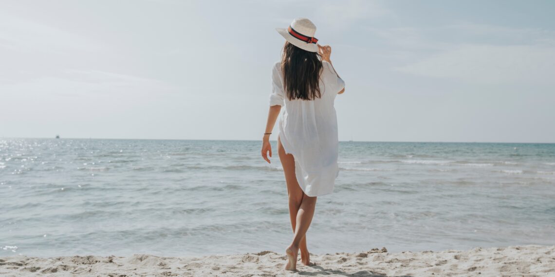 woman walking on the beach
