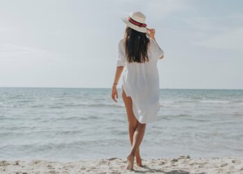 woman walking on the beach